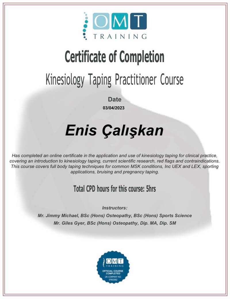 OMT Training Kinesiology Taping Sertifikası